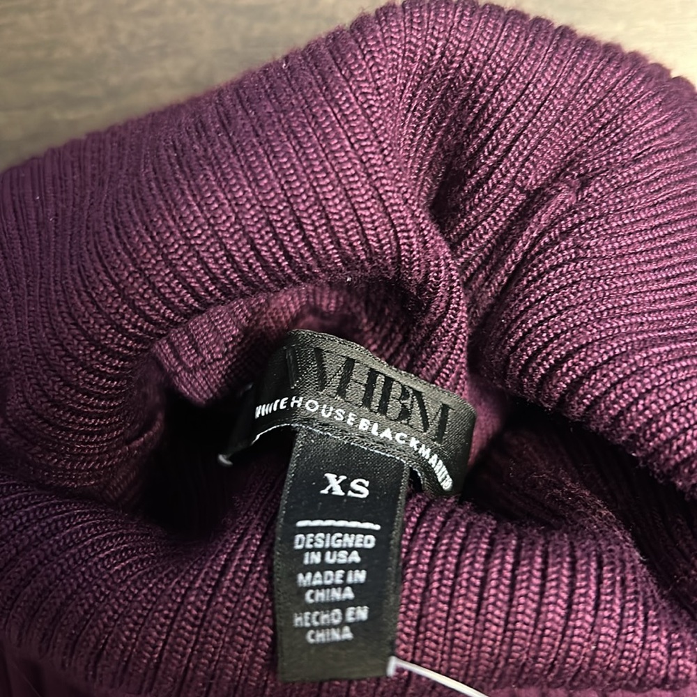 WHBM Plum Noir Ribbed Turtleneck Sweater - Picture 4 of 13